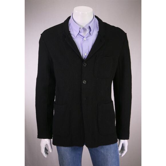 Gucci Black Wool Flannel Knit 3-Btn Patch Pocket Cardigan Sweater Blazer 42/L